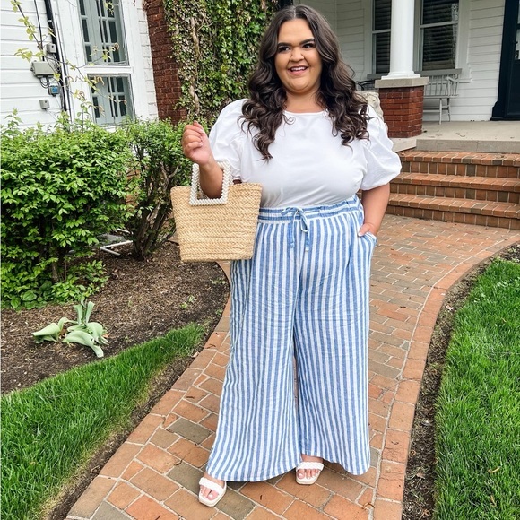 Blue & White Striped Pants